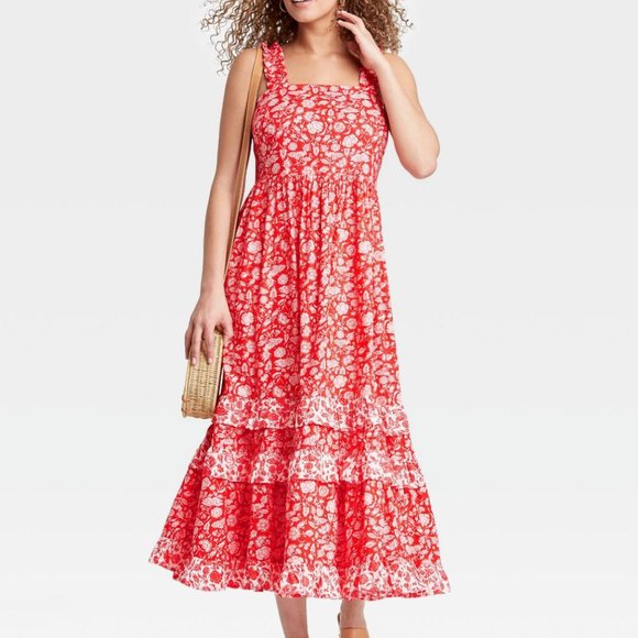 Universal Thread Dresses & Skirts - Women's Floral Print Smocked Tiered Tank Dress - U